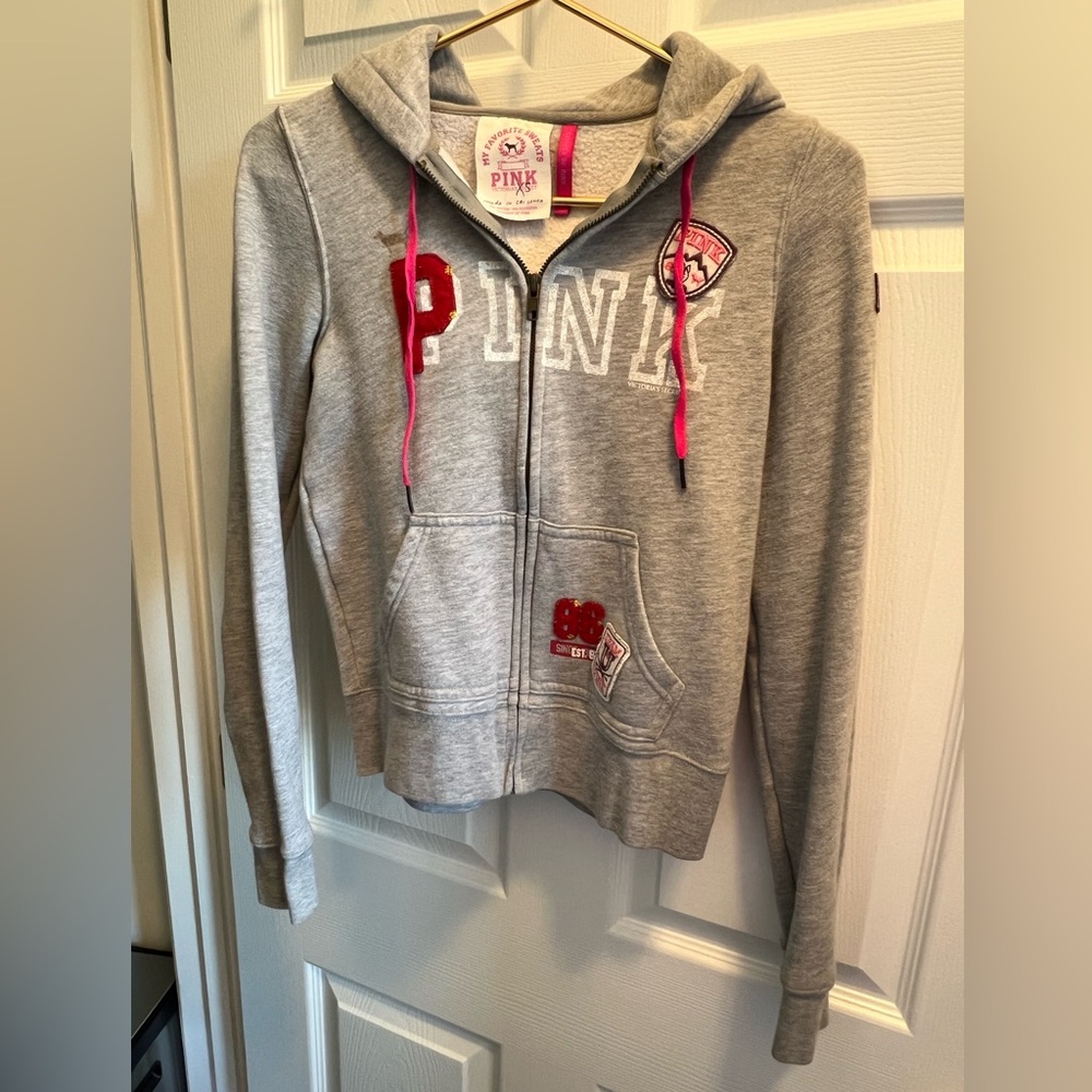 PINK Victoria's Secret Gray, Pink & Red Hoodie - Picture 7 of 8
